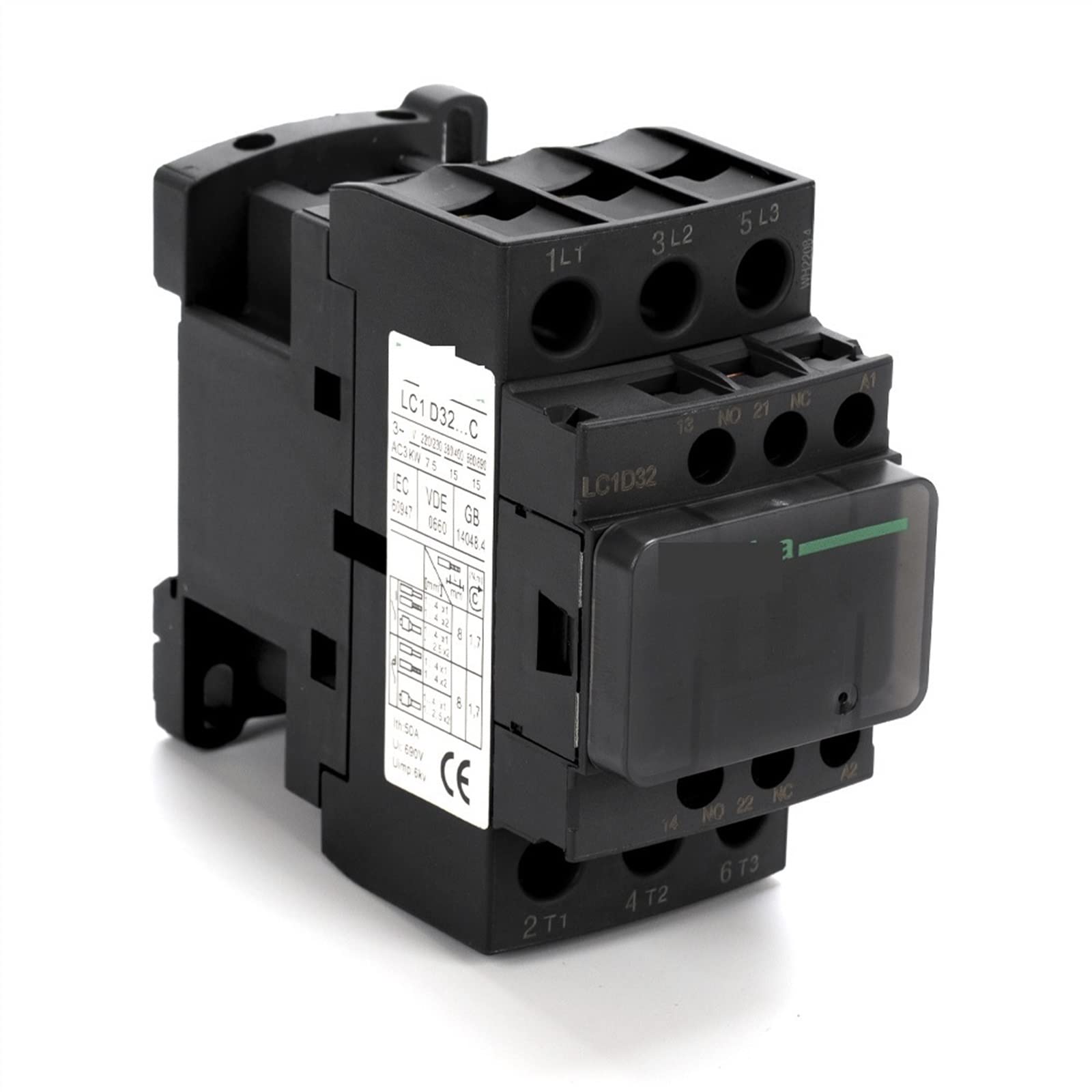 JJHQOKYNA 1Pcs LC1D12 Din Rail AC Contactor Electric Magnetic 3P 25A 30A 40A 50A 220VAC 380VAC 24VAC(D32)
