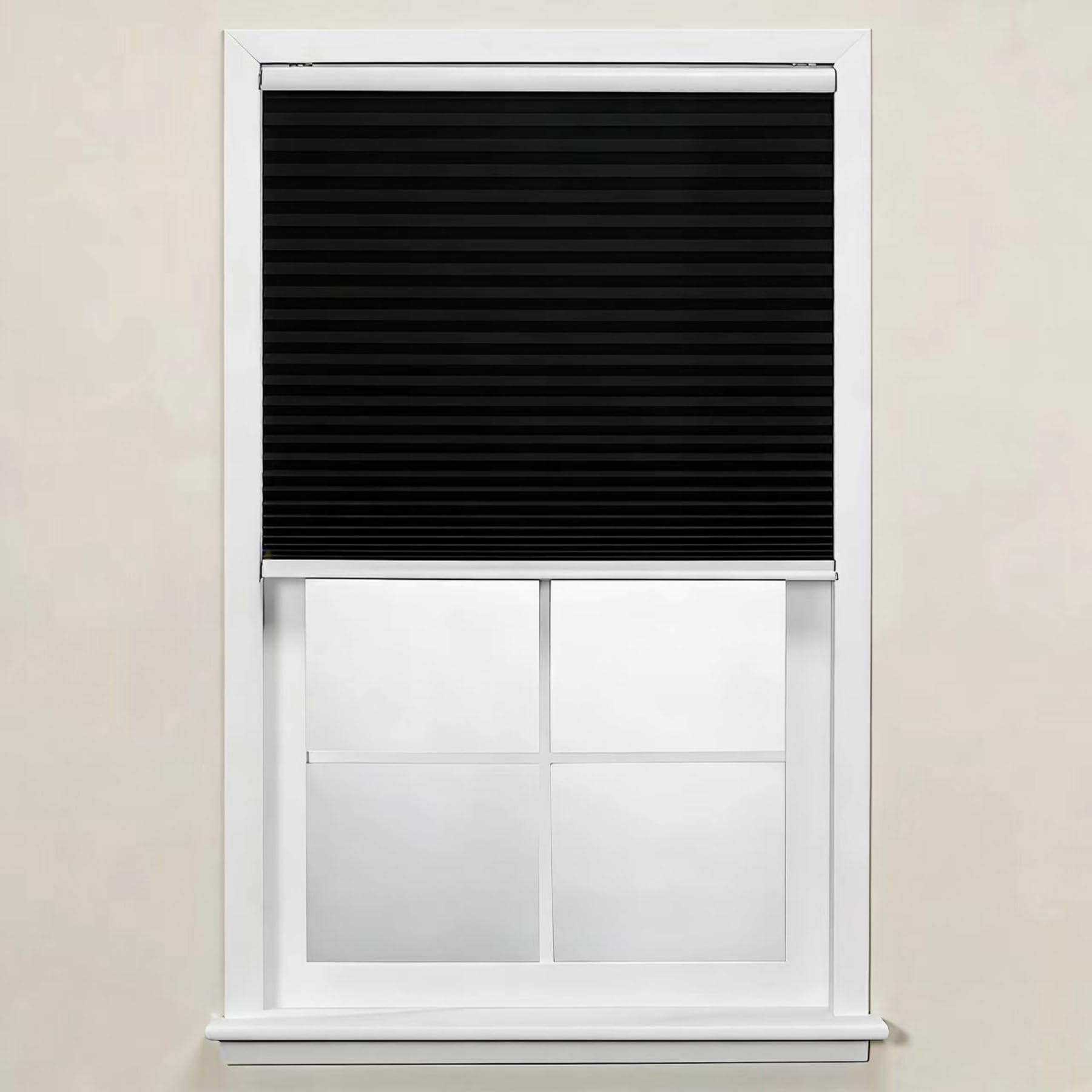 Store Plissé 38 x 120 cm Contre Le Soleil, Réglable Haut Bas, Protection de Privée, Ouverture à Double Sens Store Plissé à 2 Rails pour Cuisine, Chambre, Coucher, Salon, Noir