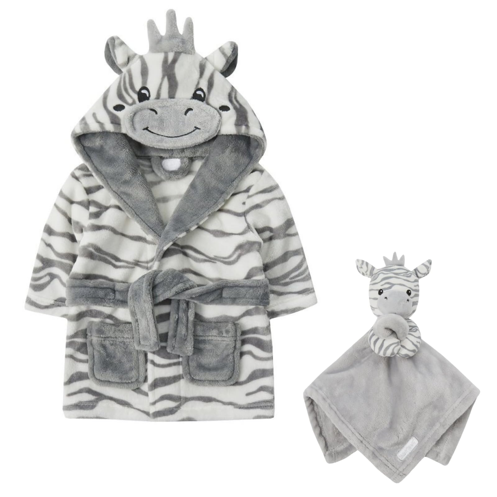 Baby Togs Men's Zebra Baby Dressing Gown Comforter Set, Neutral Baby Clothes Gift Set For Boys And Girls, Perfect For Gender Reveal, And Gift Hamper 0, 6 Months,