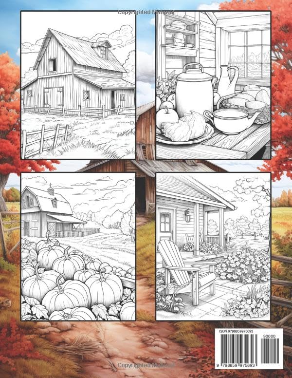 Country Farm Scenes: Coloring Book for Adults with Beautiful Farmhouse, Charming Farmyard, Serene Landscape, and Much More - Image 2