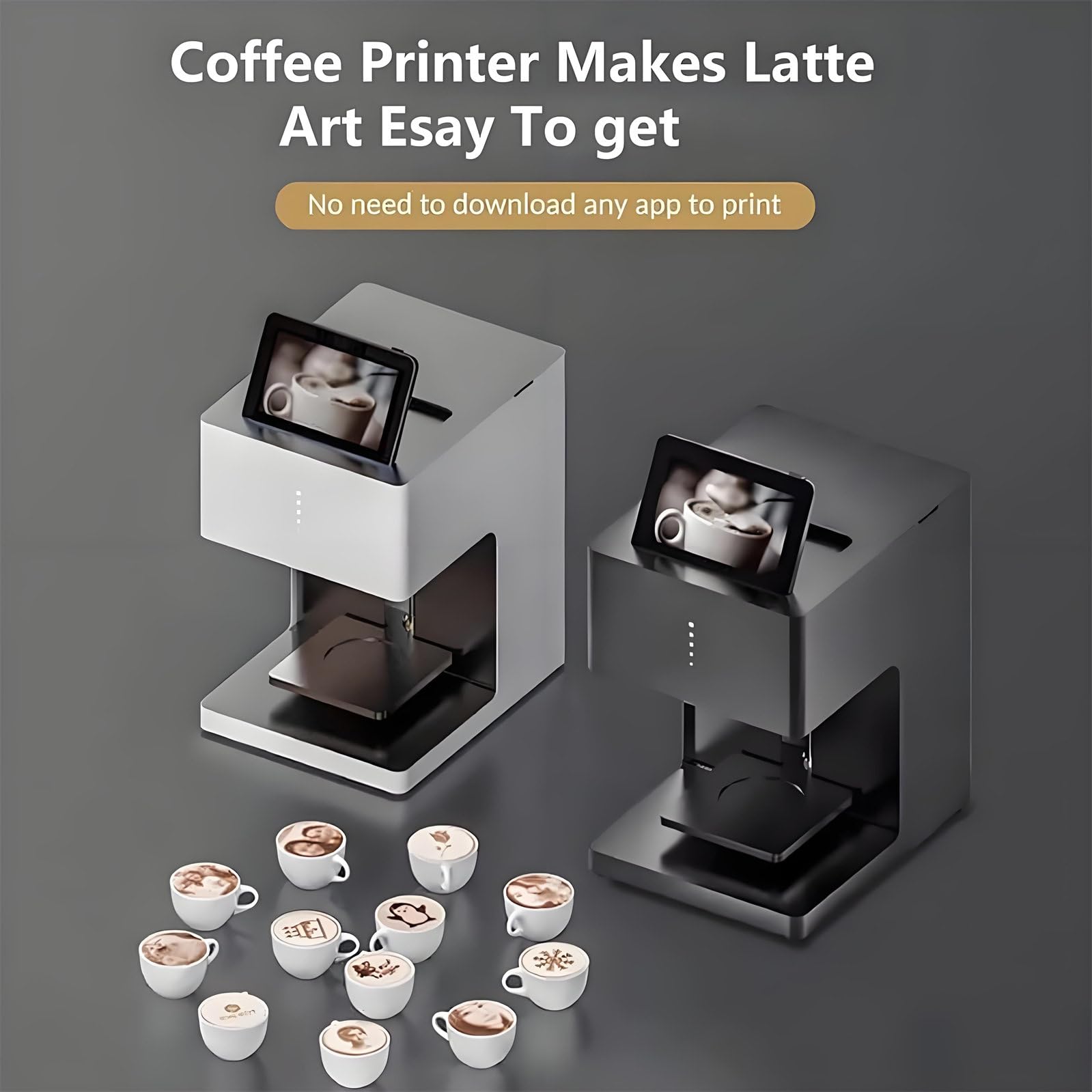 Drukarka Do Kawy Latte Art 3D - Drukarka Do Kawy Z Wi-Fi I Ekranem Dotykowym, Skanowanie Kodów Qr, Drukowanie Spersonalizowanych Zdjęć, Ciasta, Desery, Piwo, Ciastka, Chleb White