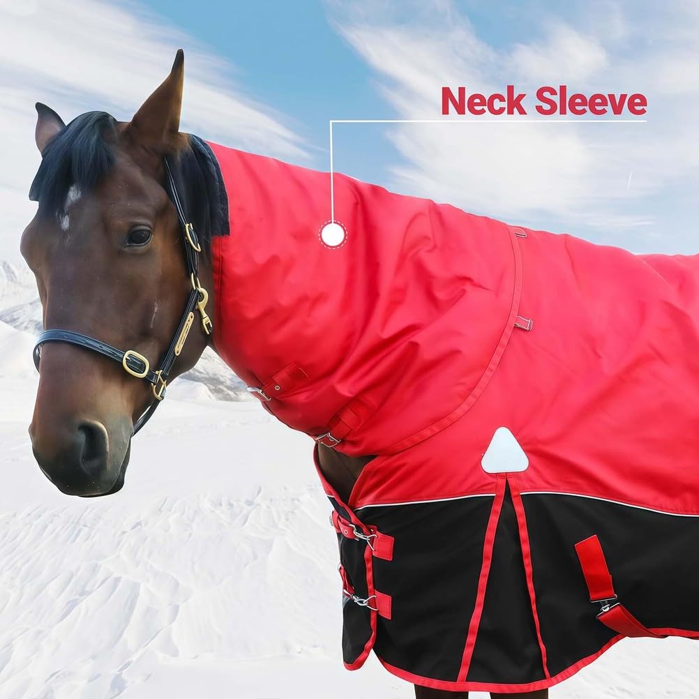 Manta de caballo, peso medio, impermeable, con cubierta de cuello desmontable, protección de invierno 1200D
