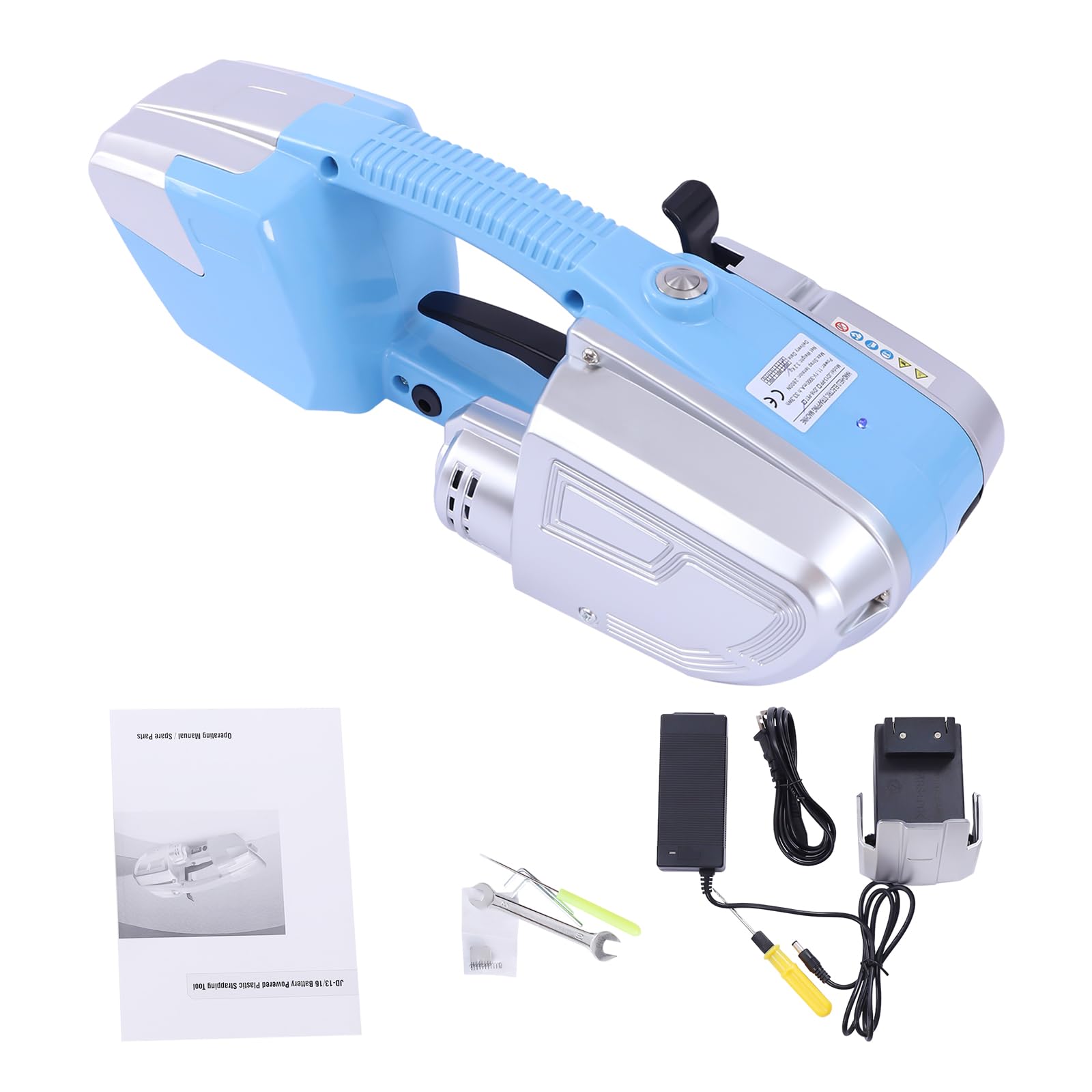 JD13-16 Electric Strapper Strapping Machine, 450W 60-2800N PP/PET Handheld Hot Melting Strapping Machine, Battery Powered Plastic Steel Belt Automatic