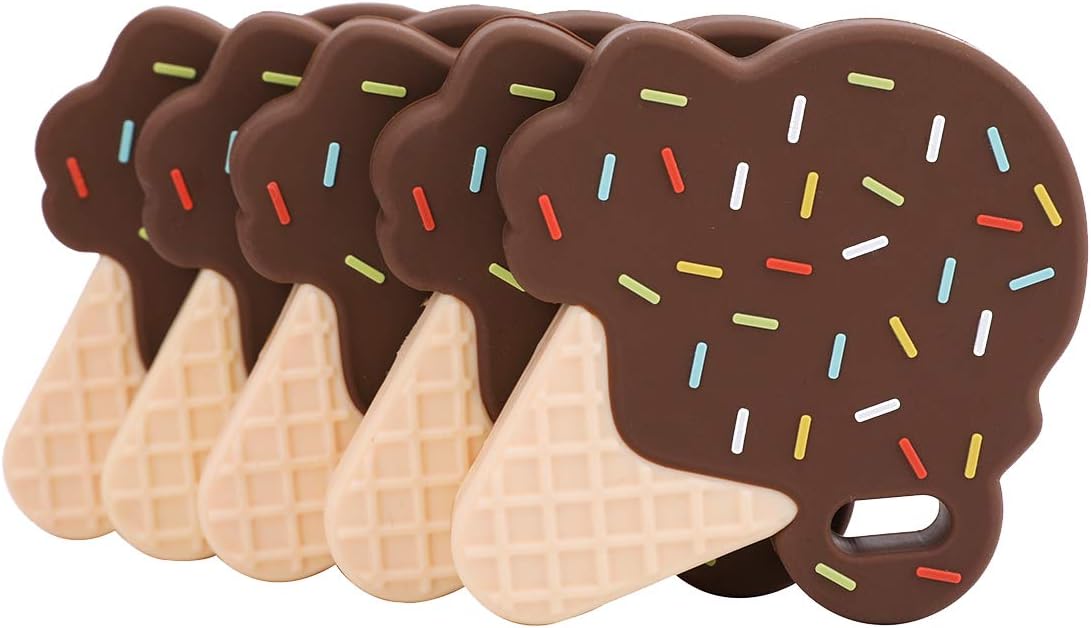 Mamimami Home アイスクリーム コーヒー 5個 シリコン ペンダント 授乳パーツ ハンドメイド素材 赤ちゃん授乳用 Mamimami Home アイスクリーム コーヒー 5個 シリコン ペンダント 授乳パーツ ハンドメイド素材 赤ちゃん授乳用