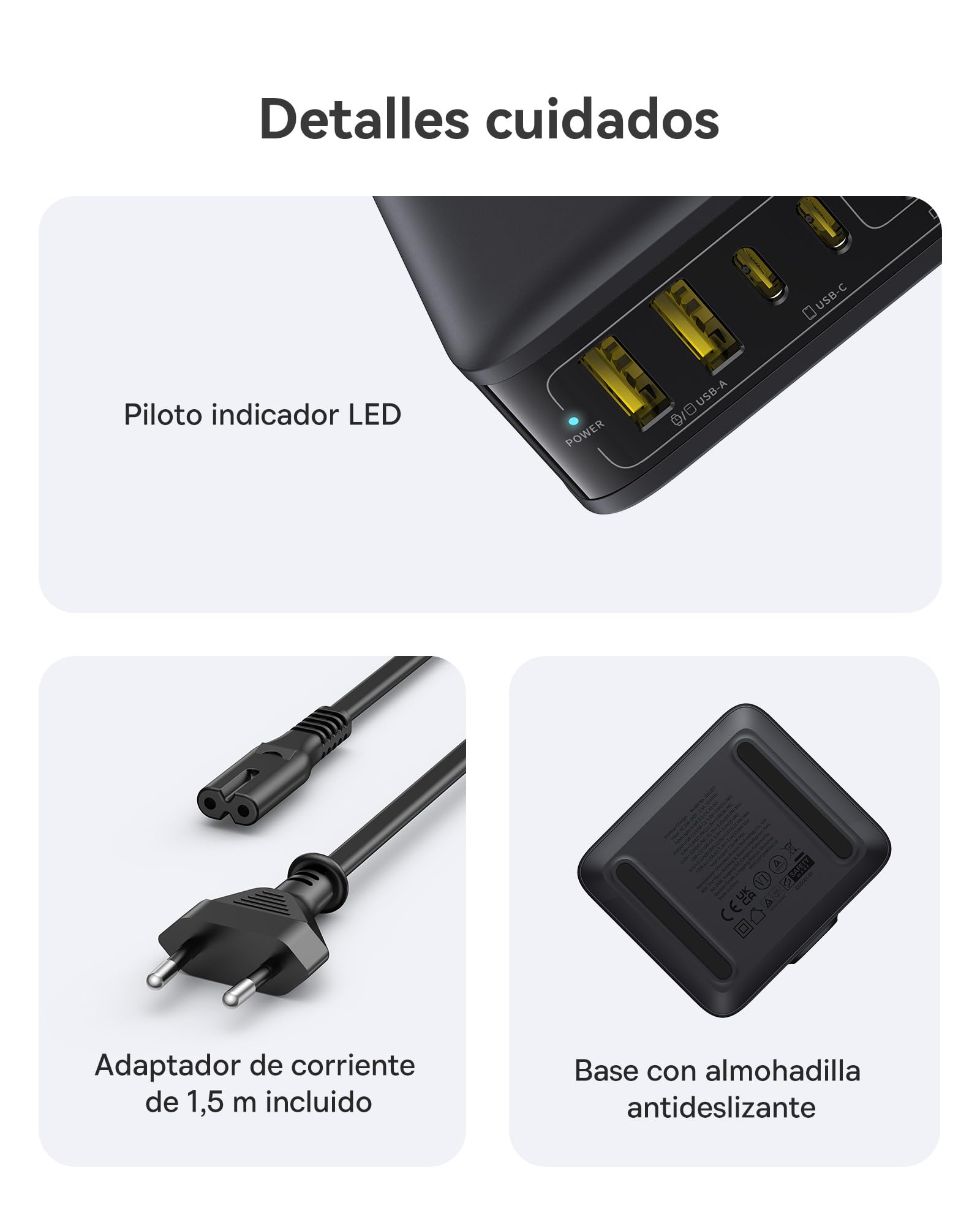 Baseus Cargador USB C 120W, Estación de Carga Rápida con 6 Puertos, para iPhone 17/16/15 Serie, MacBook Air, Galaxy, iPad, und Mehr