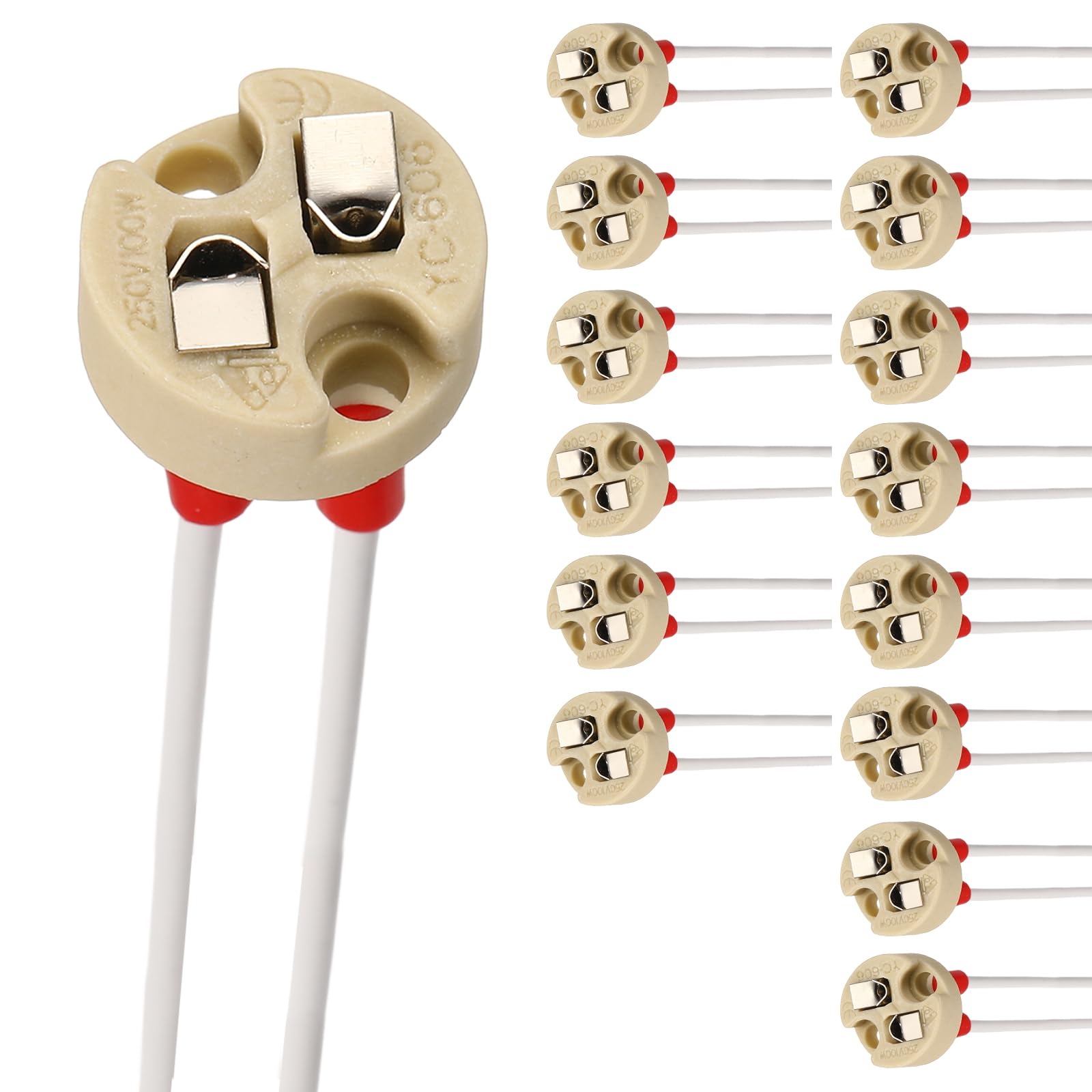 VIAPUICE G4 Bi-Pin Ceramic Lamp Socket 4" Heat Resistant 15 Pcs