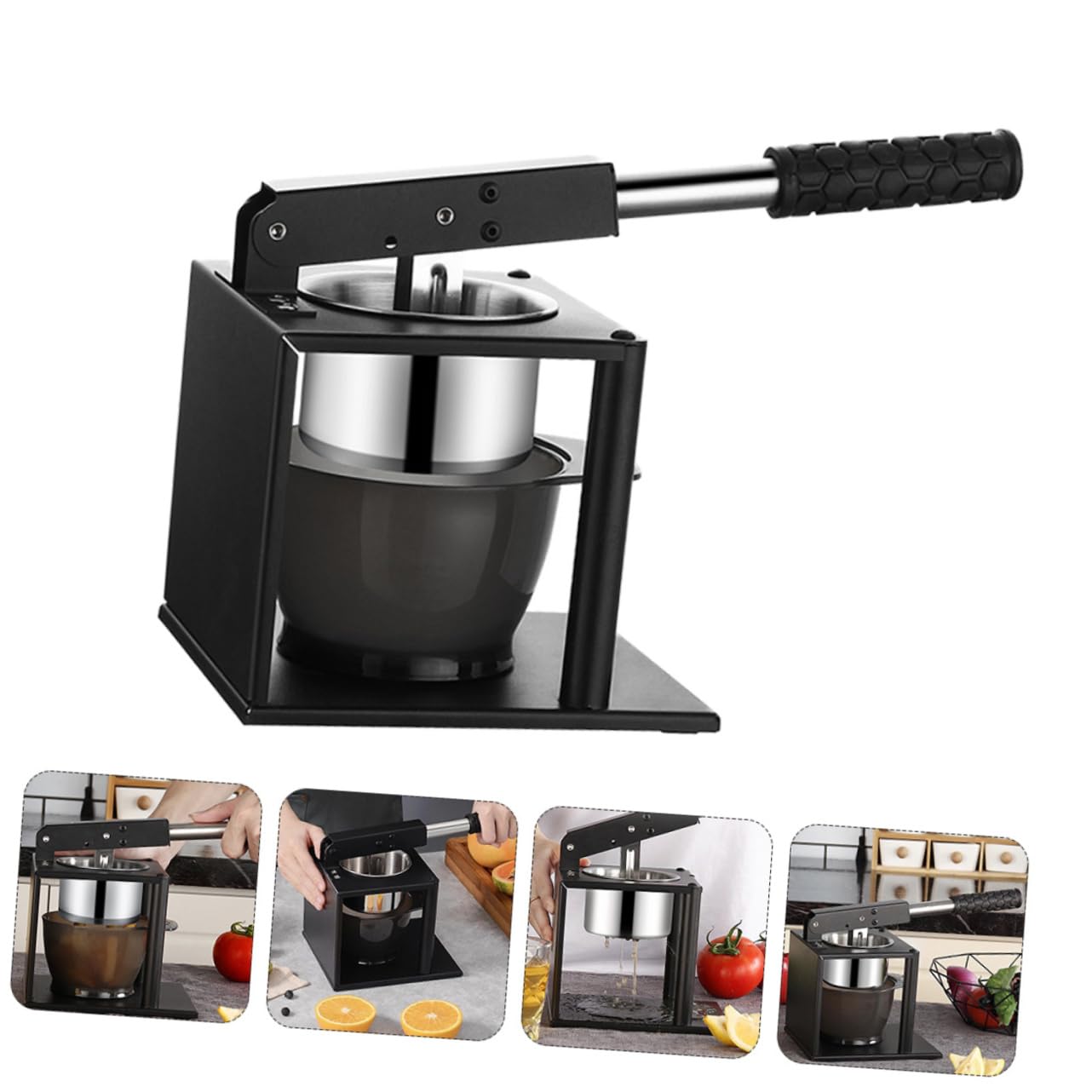 Inoxidable Exprimidor Negro Plástico Manual de Acero y Frutas