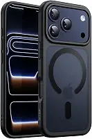 JETech Capa Magnética para iPhone 17 Pro 6,3 Polegadas Compatível com MagSafe, Case de Telefone Traseira Fosca Translúcida, Fina e Minimalista À Prova de Choque (Preto)
