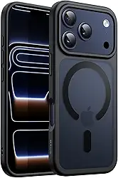 JETech Capa Magnética para iPhone 17 Pro 6,3 Polegadas Compatível com MagSafe, Case de Telefone Traseira Fosca Translúcida, Fina e Minimalista À Prova de Choque (Preto)