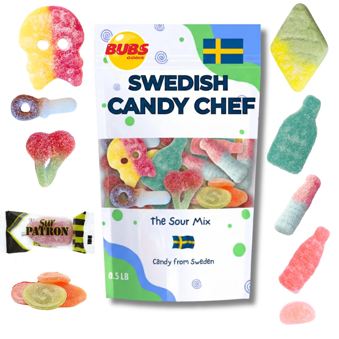 Sour Swedish Candy Chef Mix - Bubs Sour Candy - Chewy and Foamy - Hand Packed in Sweden .5LB