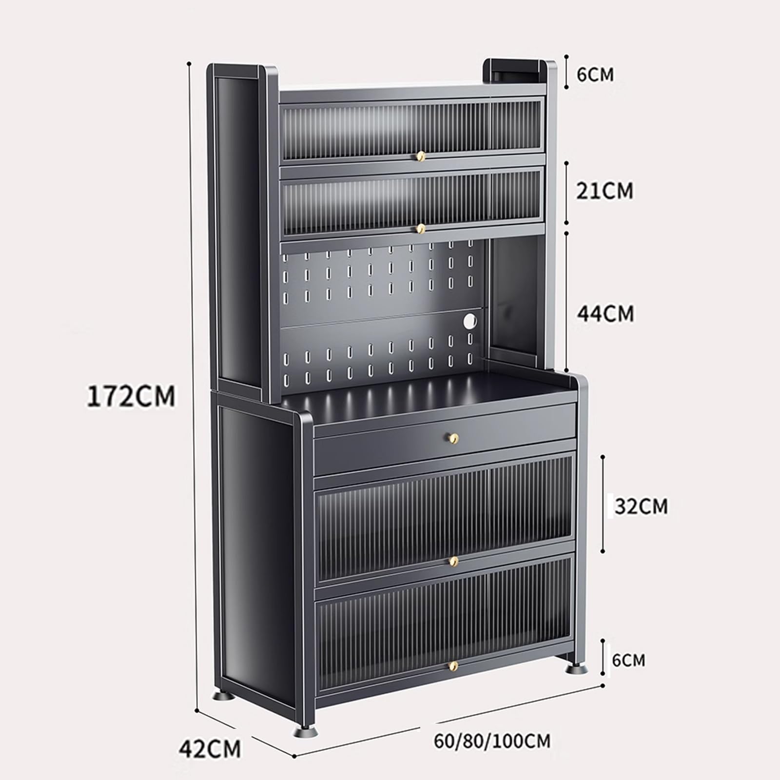 Weißer Küchenschrank mit Arbeitsplatte und Türen, kompakter Boden, Küche mit offenen Regalen, 100 cm, Küchenregal für kleine Räume