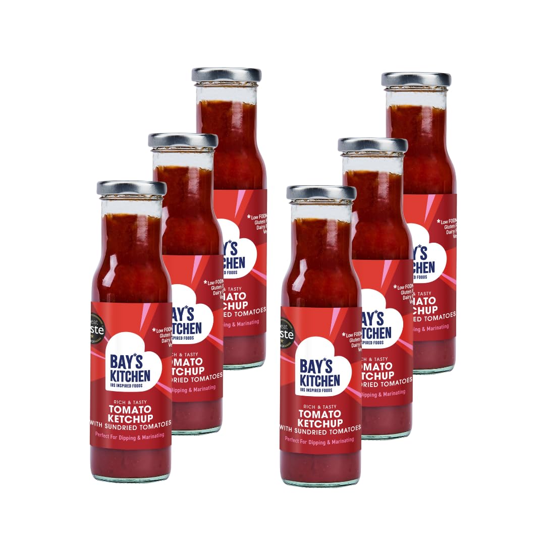 Bay's Kitchen Low FODMAP Tomato Ketchup with Sundried Tomatoes for Home Cooked Food, Gluten-Free, IBS-Friendly and Suitable for Vegans (6 x 270g Bottle Multipack)