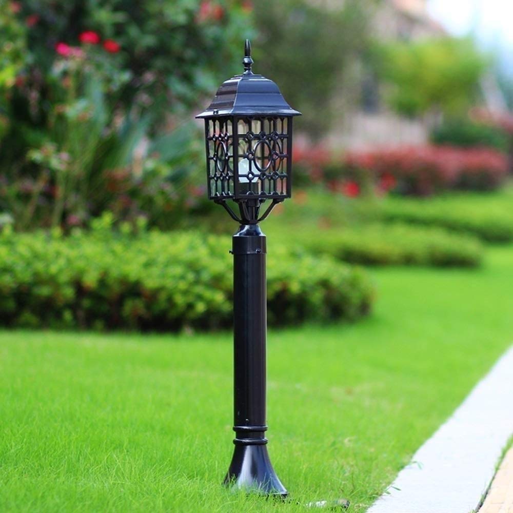 Moderne IP55 Étanche 100 cm Créatif Noir Jardin Poteau Européen Vintage Extérieur Pelouse Lampadaire Aluminium Métal Pilier Haut Poteau Lanterne Planification de la Cour,