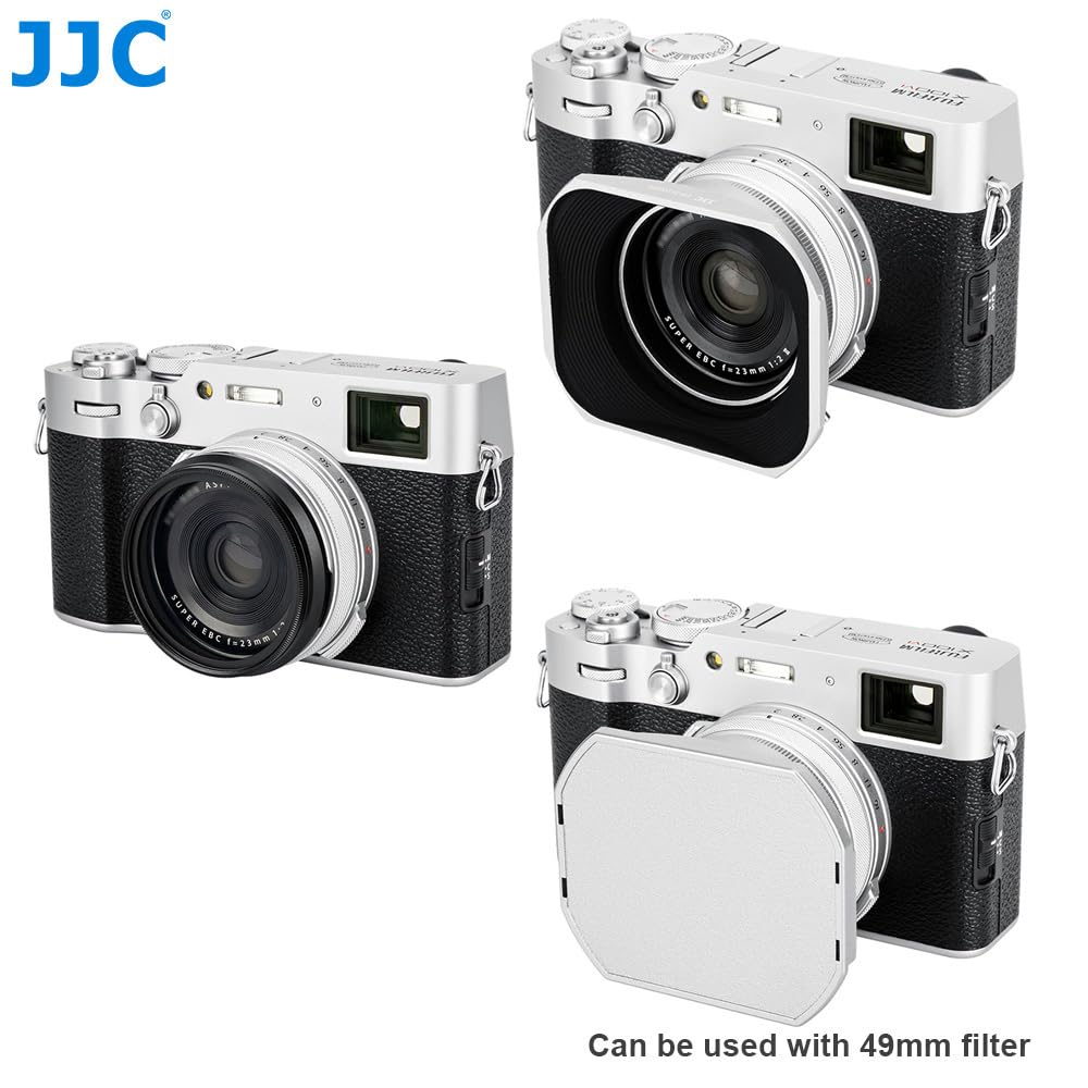 JJC Paraluce per Fujifilm Finepix X100VI, X100V, X100F, X100S, X100T, X100, X70 con Copriobiettivo, Sostituisce Fuji LH-X100 (Argento)