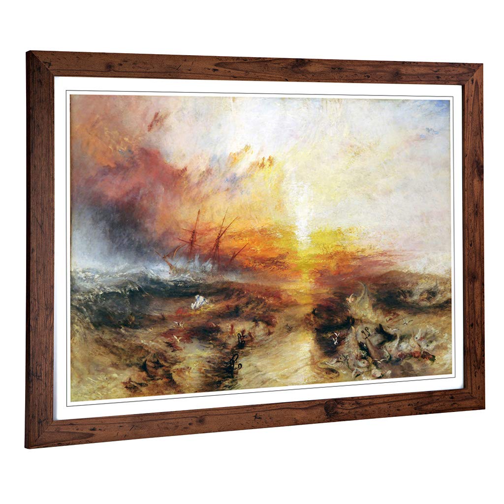 Big Box Art Framed Print of J.M.W (Joseph Mallord William Turner) -Typhoon Coming Design | Wall Art Picture| Home Decor for Living Room, Bedroom, Office, Walnut, A2 / 24.5x18 Inch / 62x45cm