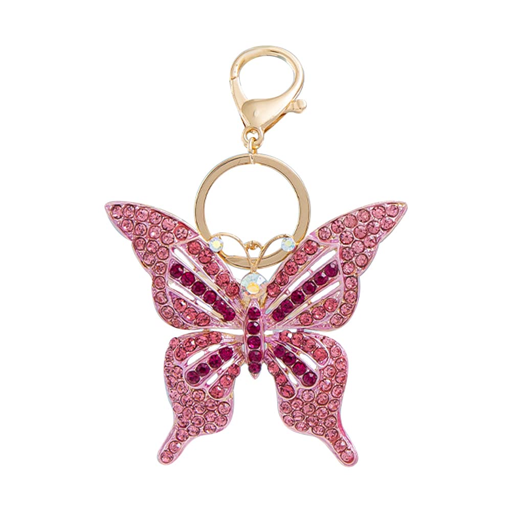 Butterfly Keychain With Diamond Accents - Hollow Zinc Alloy Bling Keyring For Women, Gift (Purple) - View #9