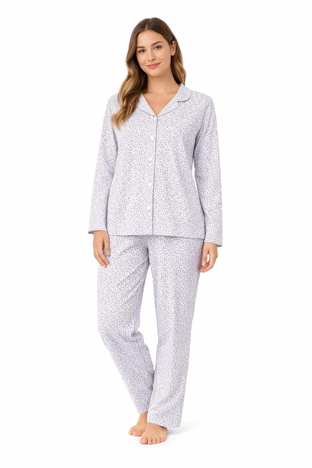 RAGNO Pigiama Donna 100% Cotone Aperto Davanti e Fantasia all-Over Art DT29N7