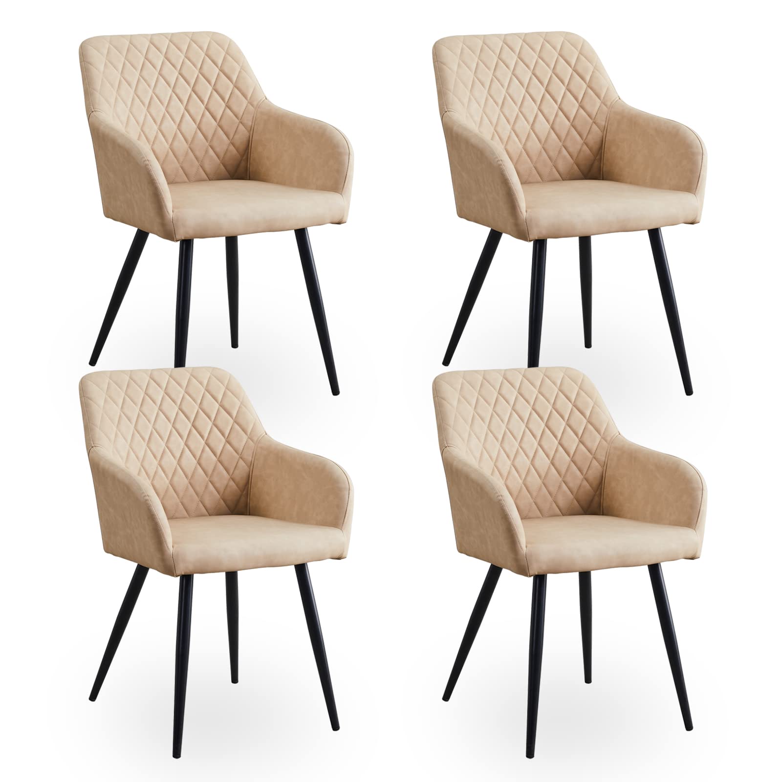 CLIPOP Dining Chairs Set of 4 Faux Leather Upholstered Tub Chairs
