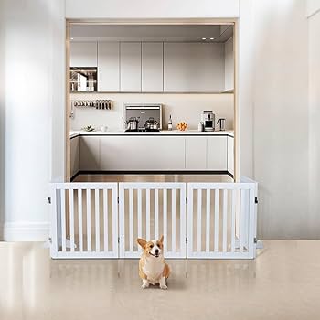 unipaws 木製犬用ゲート折り式バリア ペット用家具フェンス 白い つ188 Amazon | unipaws 木製犬用ゲート、折り式バリア、ペット用家具