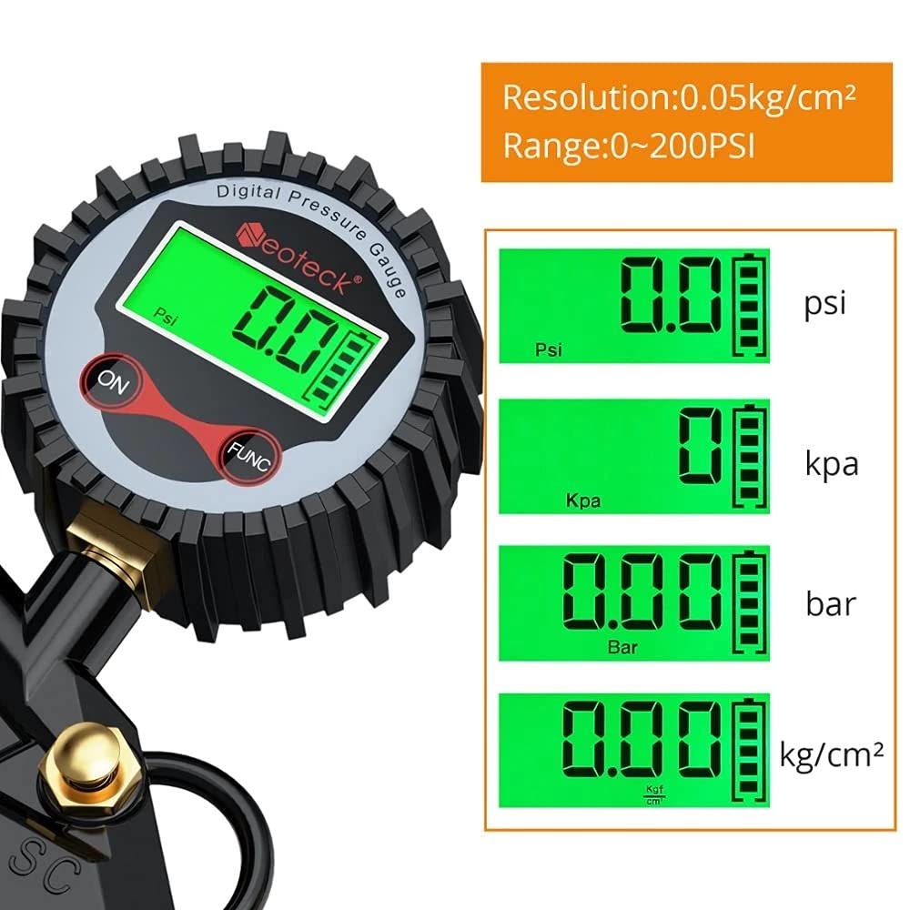 Digitales Autoreifen-Luftdruckmessgerät, LCD-Display, LED-Hintergrundbeleuchtung, Fahrzeugtester, Inflationsüberwachung