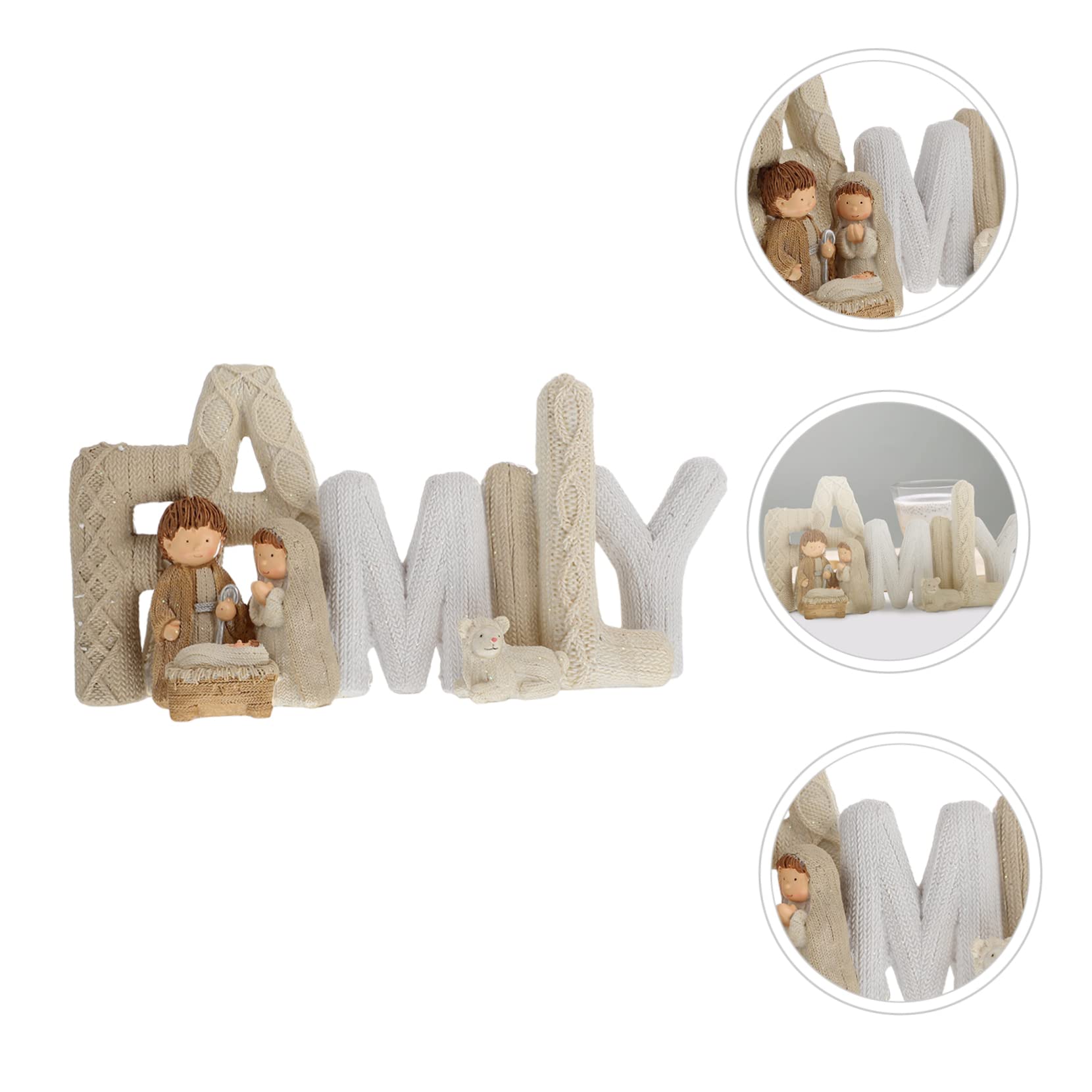 ORFOFE Adorno de Letras Familia de Resina Color white 1 Pieza Estilo Europeo