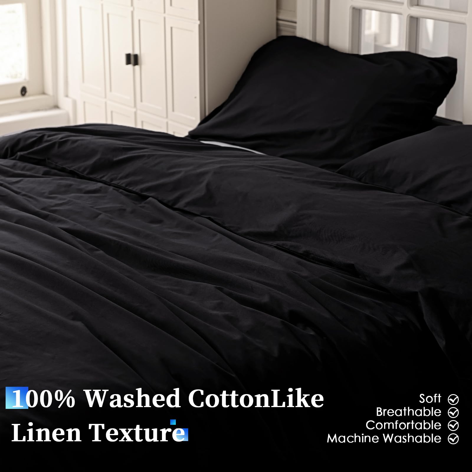 Single Duvet Cover 100% Cotton 135/140 x 200 (1 Pillowcases 50 x 80), Duvet Cover Set in Premium Cotton 150GSM OEKO-TEX Soft - Image 3