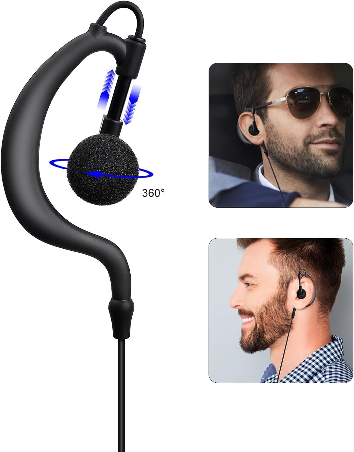 HYSHIKRA Multi Pin Walkie-Talkie Earpiece Headset with Mic Compatible with Motorola R7 N30 N50 N70, ION and MXP600 Two Way Radio for Security Bodyguard (G Shape) — view 4