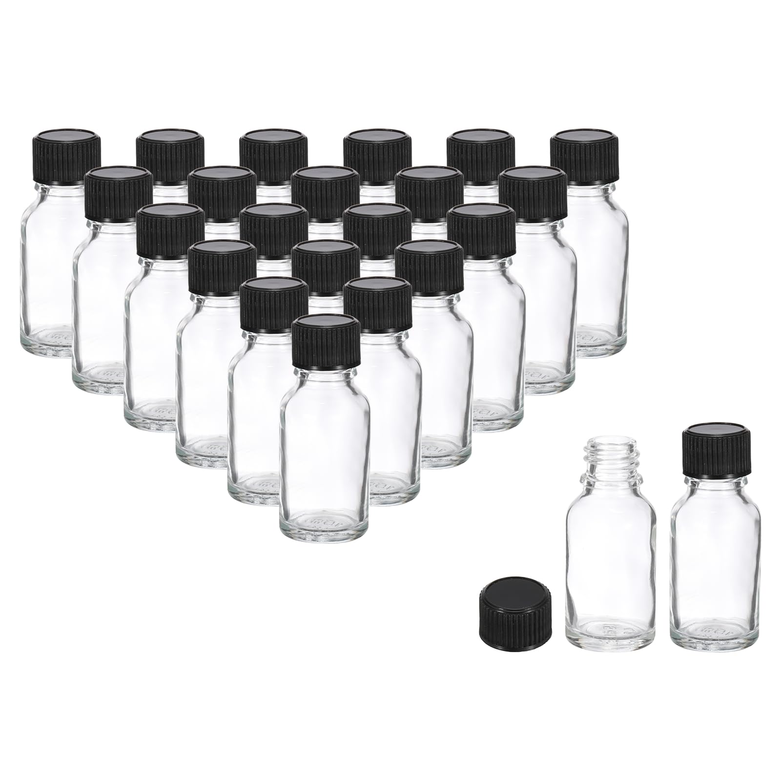Flacons d'échantillons en verre 15ml avec bouchon conique noir PATIKIL x24