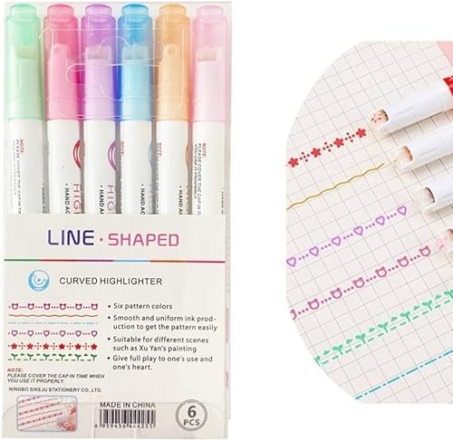 Miniatura 1 de 6 Curve Highlighter Pen Set 6 Curve Pens Highlighters Curve Highlighter Pen Journal Planner Pens For Art Office School Supplies Fine Tips 6 Color