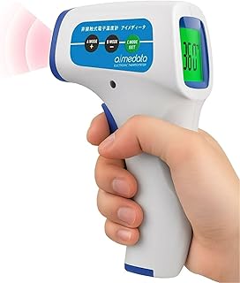 TOAMIT 東亜産業 非接触温度計 aimedata アイメディータ 表面温度計 測定器 非接触型 触れずに測れる ボタンを押して1秒で測定 ワンタッチ式 32回記録 LED液晶大画面 自動電源OFF バッテリー式 ホワイト 家庭用 ※本製品は医療機器ではありません