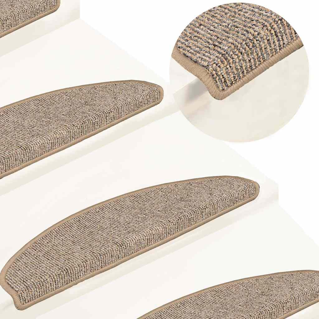Maty schodowe 15 sztuk 65 x 21 x 4 cm Brązowe półokrągłe PP