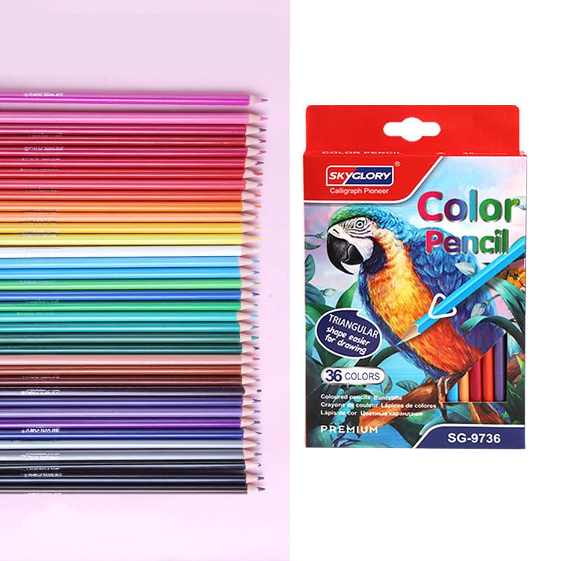 Plastic colored pencils student-specific painting pencil set oily colored lead children's art supplies (Parrot color lead 36 colors)