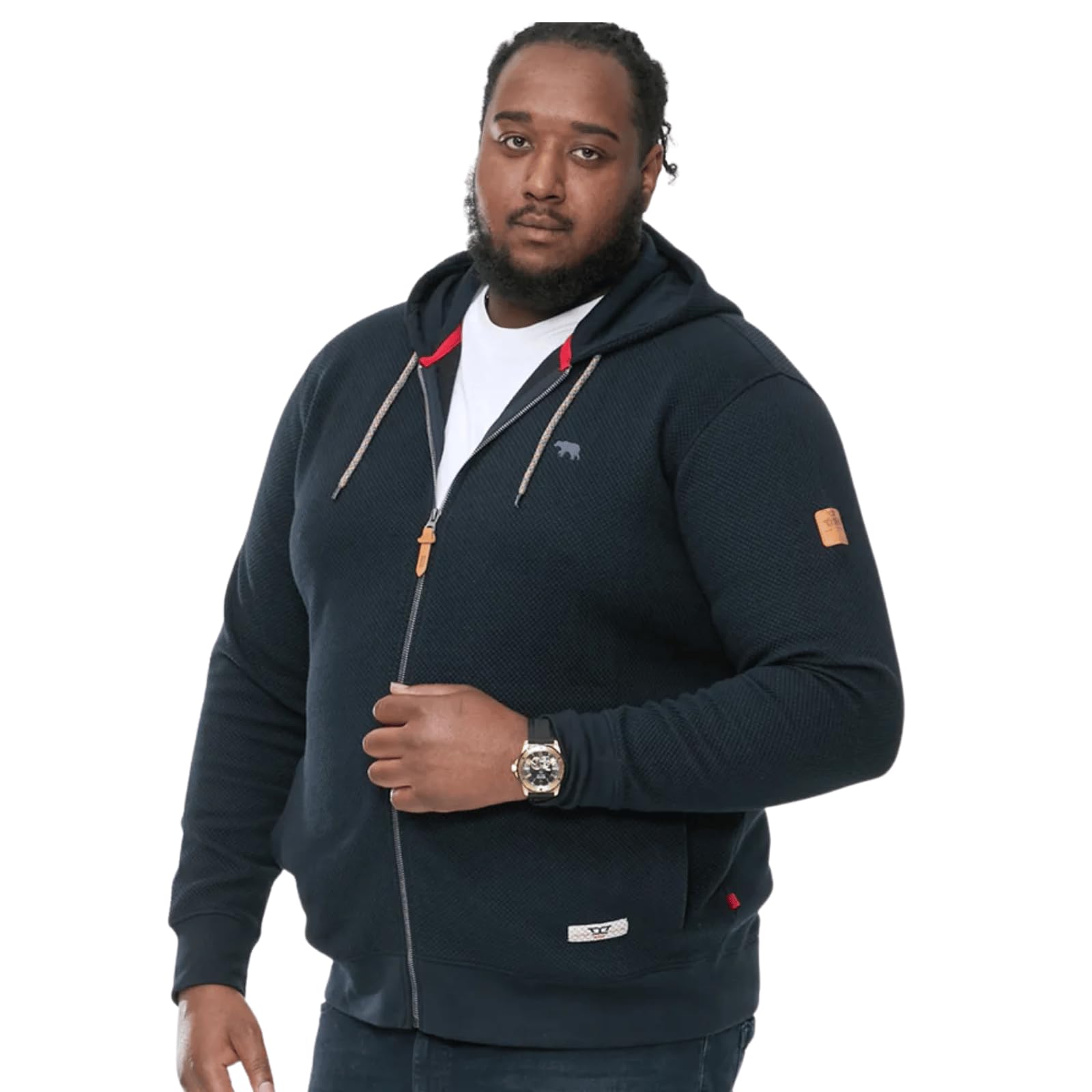 D555 Men's Blue Duke Irvin Full Zip Through Jacquard Hoodie - 7XL
