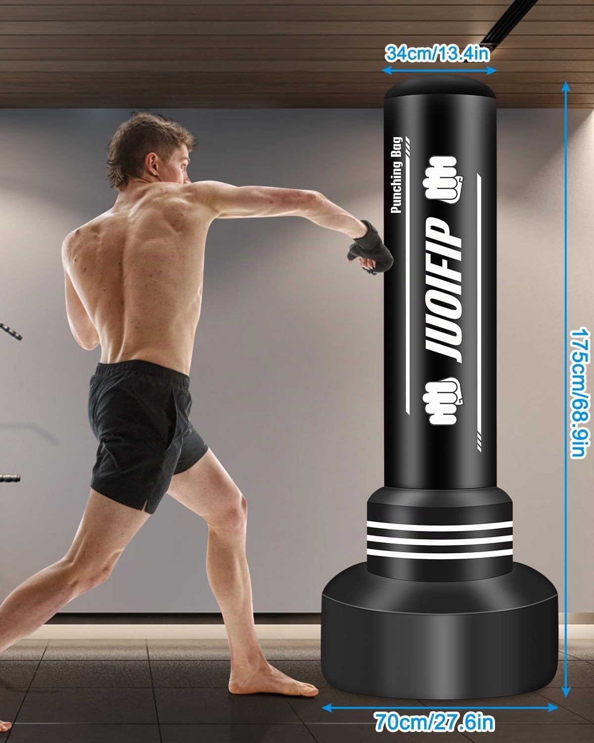 YORWHIN 180cm Sac de Frappe Adulte avec des Gants de Boxe - Sac de Boxe Gonflable, Sacs de Kickboxing pour l'entraînement MMA Muay Thai Fitness Débutants