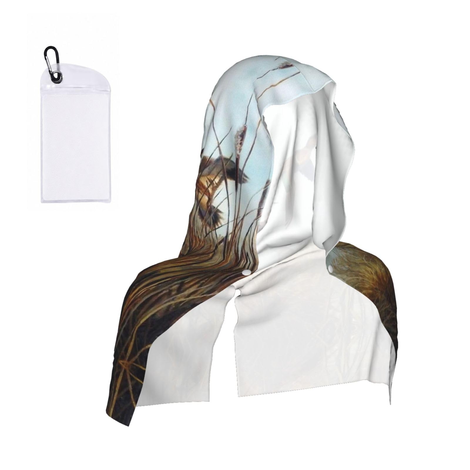 SATUSA Hunting Flying Wild Print Cooling Hoodie Towel, Cooling Towels For Neck And Face, Quick Drying Absorbent Cooling Head Towel Beach Camping Gym Construction(2pcs)