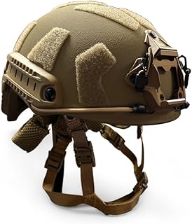 Casco táctico rápido de corte alto IIIA de color marrón con soportes de accesorios para airsoft, paintball, bicicleta, caza, deportes al aire libre