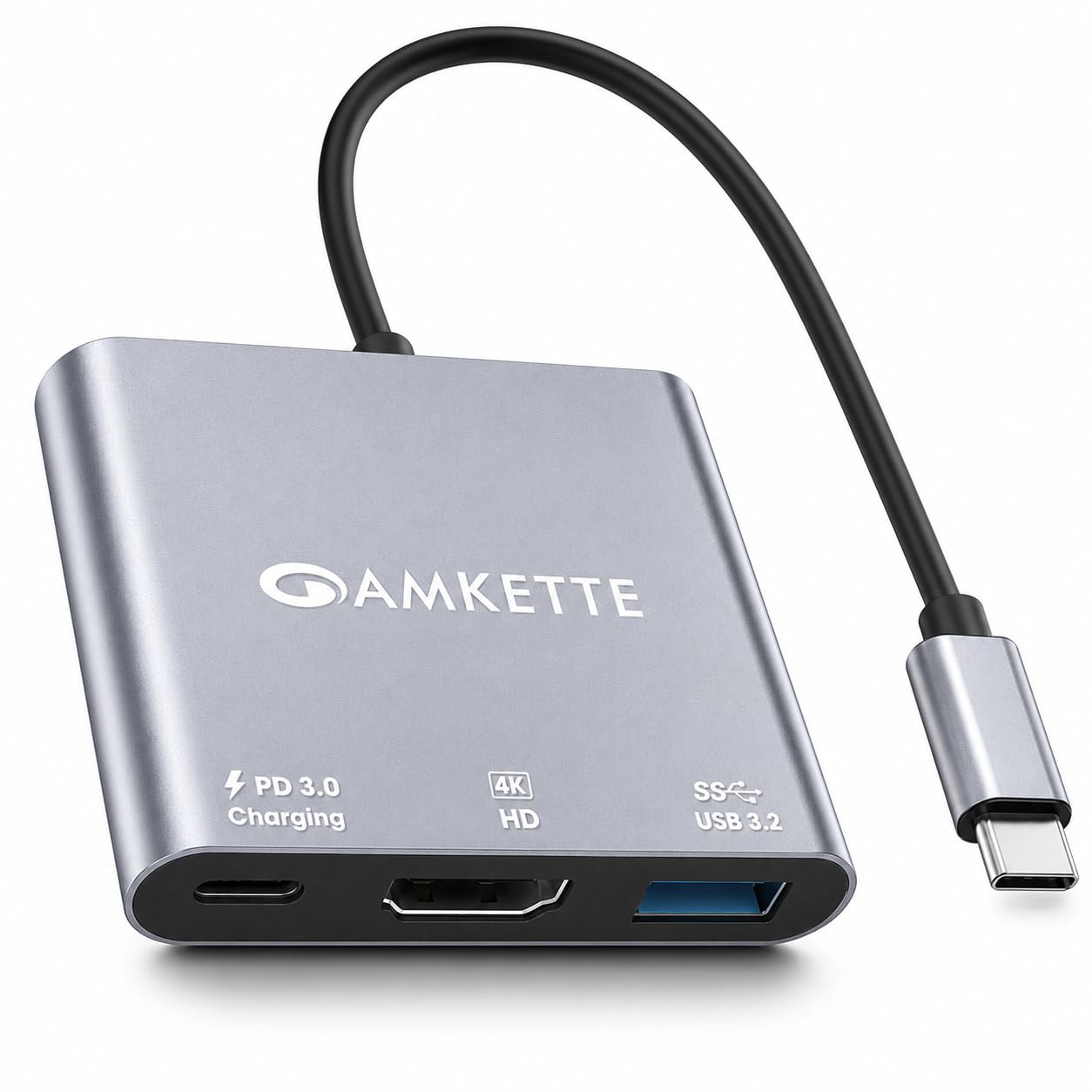 Amkette 3-in-1 Type C to HDMI Adapter, Multiport USB C Hub with 4K@30Hz, USB 3.0 @ 5Gbps, 100W PD Charging Port for Laptop, MacBook, PC and Other Type C Devices-image-7