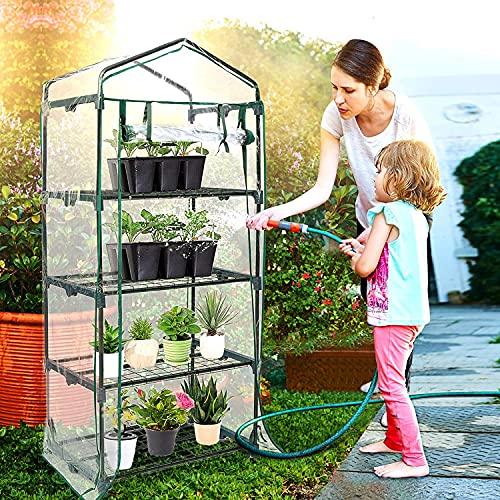 Acjryo 4-Tier Mini Greenhouse Durable Pvc Cover, Garden Greenhouse With Roll-Up Zipper Door For Garden Yard Patio Indoor Outdoor Plants(Cover Only) #TOP3