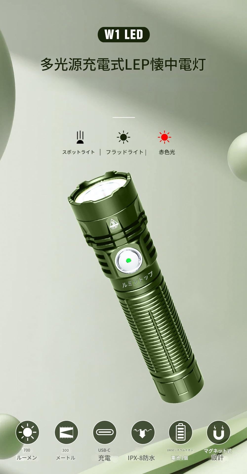 Amazon.co.jp: LUMINTOP W1 多機能懐中電灯 700ルーメン LEDスポット