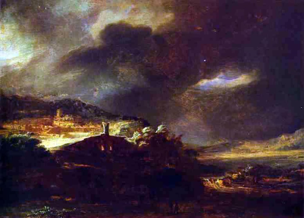 Paysage D'Orage par Rembrandt : sublimez votre salon avec un tableau Extra Large
