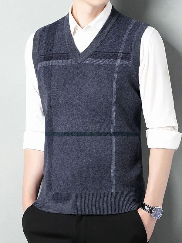 Men'S Pullover Vest,Middle-Age Business Casual Knit Waistcoat,Sleeveless Vest4