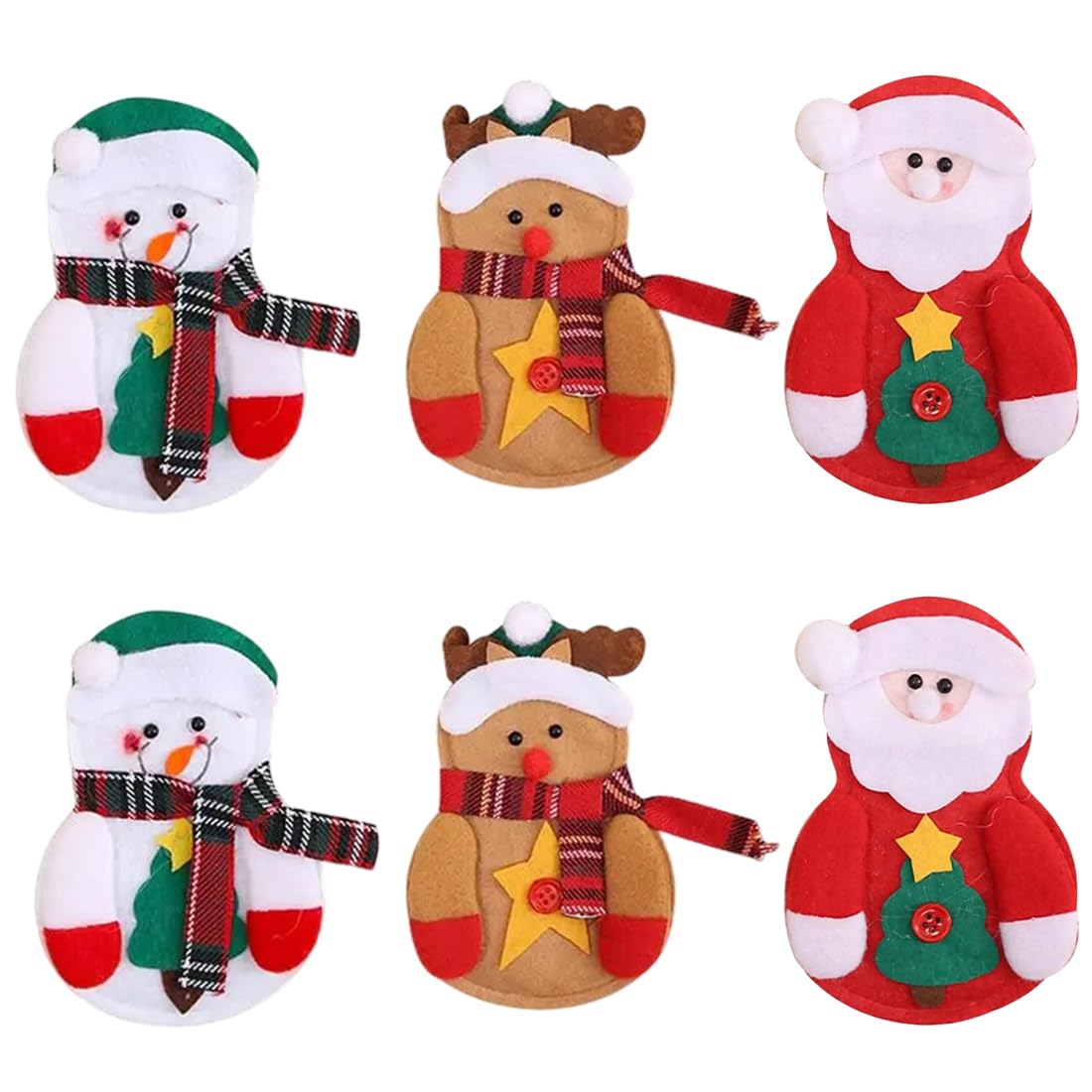 EIHI Decoraciones navideñas, Decoraciones navideñas para el hogar, Decoraciones navideñas para la Mesa, Porta Cubiertos para Disfraces navideños, Papá Noel, muñeco de Nieve, Alce, 6 Piezas