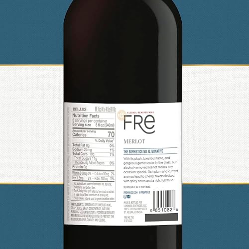 Miniatura 4 de FRE Vino Tinto Merlot, Sin Alcohol, Botella de Vino de 750 ml