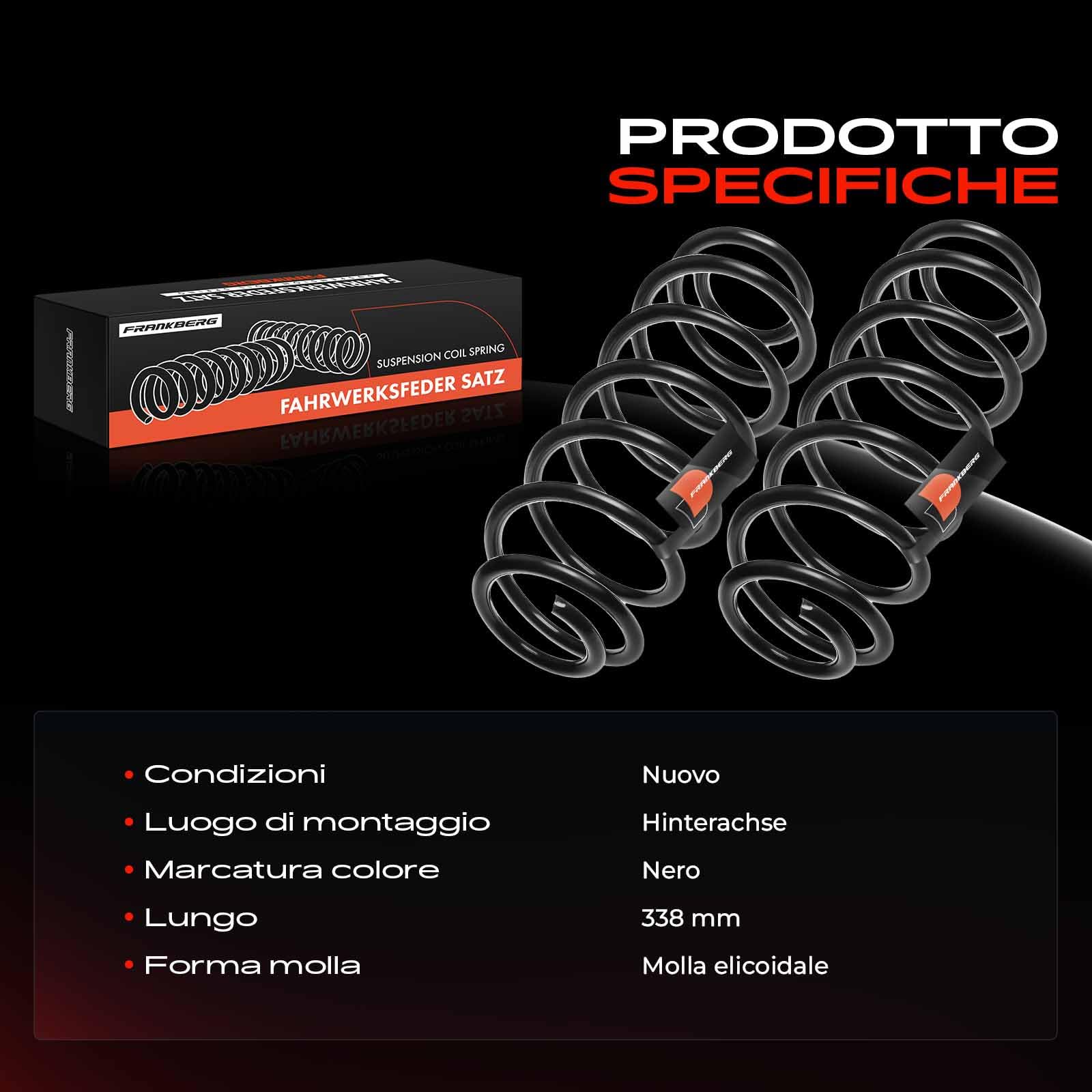 Frankberg 2x Molle autotelaio Molle sospensioni Compatibile con Polo 9A 9N 1.4 16V 1.2 1.2 12V 1.4 TDI 1.9 TDI 1.4 FSI 1.9 SDI 2001-2009 Replace# RH5539,6Q0511115AQ