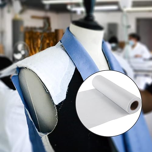 Miniatura 5 de Interfaz fusible, 11.6 pulgadas x 10.9 yardas, poliéster no tejido, interfaz de una cara para planchar, ligero, peso medio, para coser acolchados,