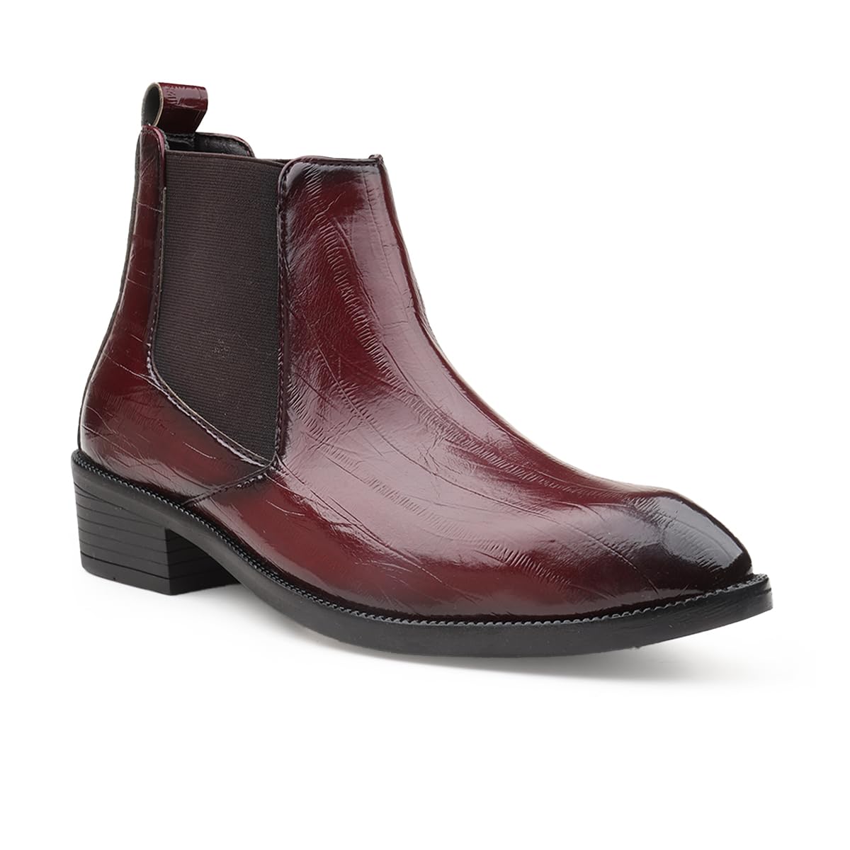 Men's 1.8 Inch Block Heel Height Increasing Faux Leather Material, Casual Formal Slipon Chelsea Boot And Dress Boot-image-7