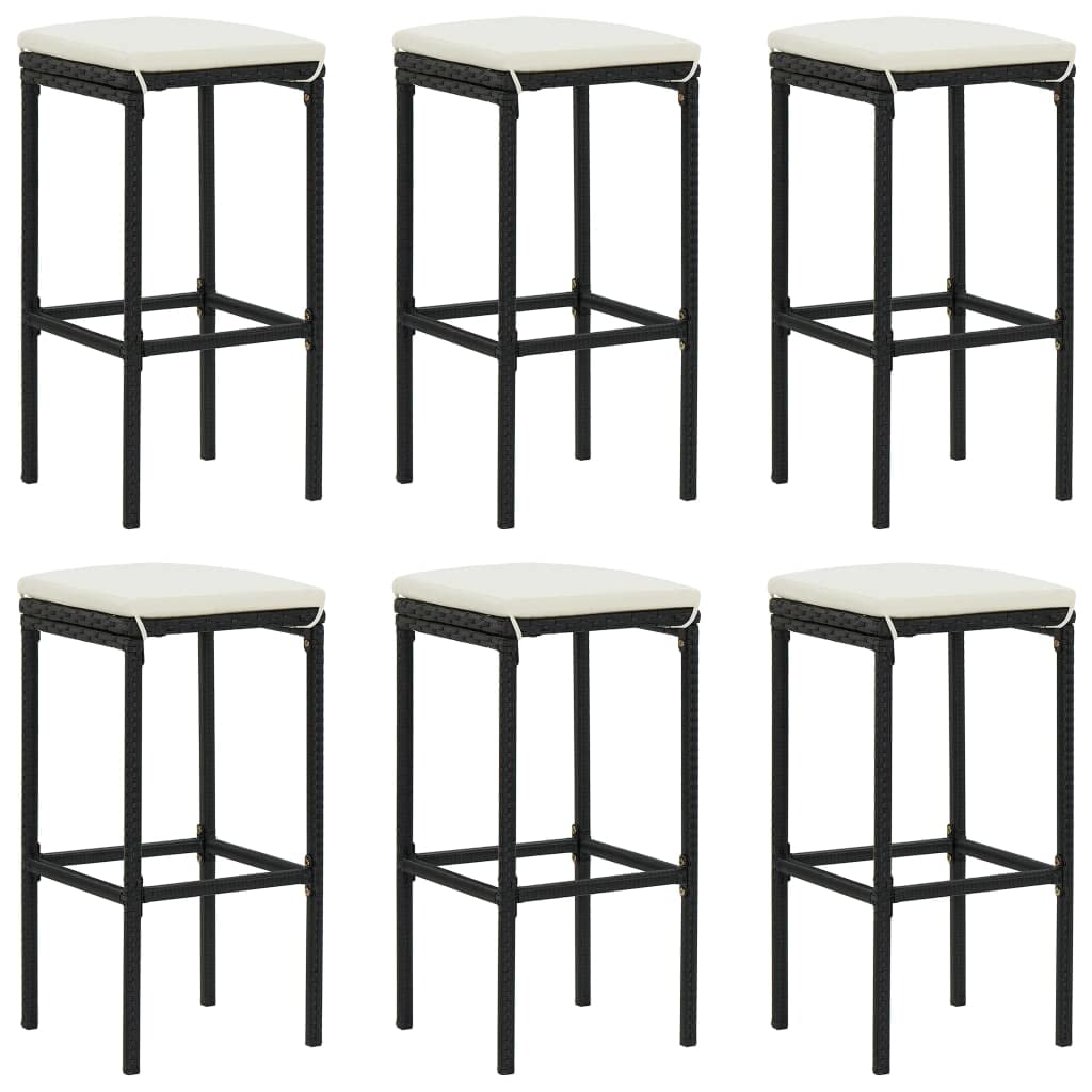 Ensemble de bar de jardin 8 pièces avec coussins en polyrotin noir, ensemble de meubles de jardin, salle à manger d'extérieur pour repas confortables en plein air