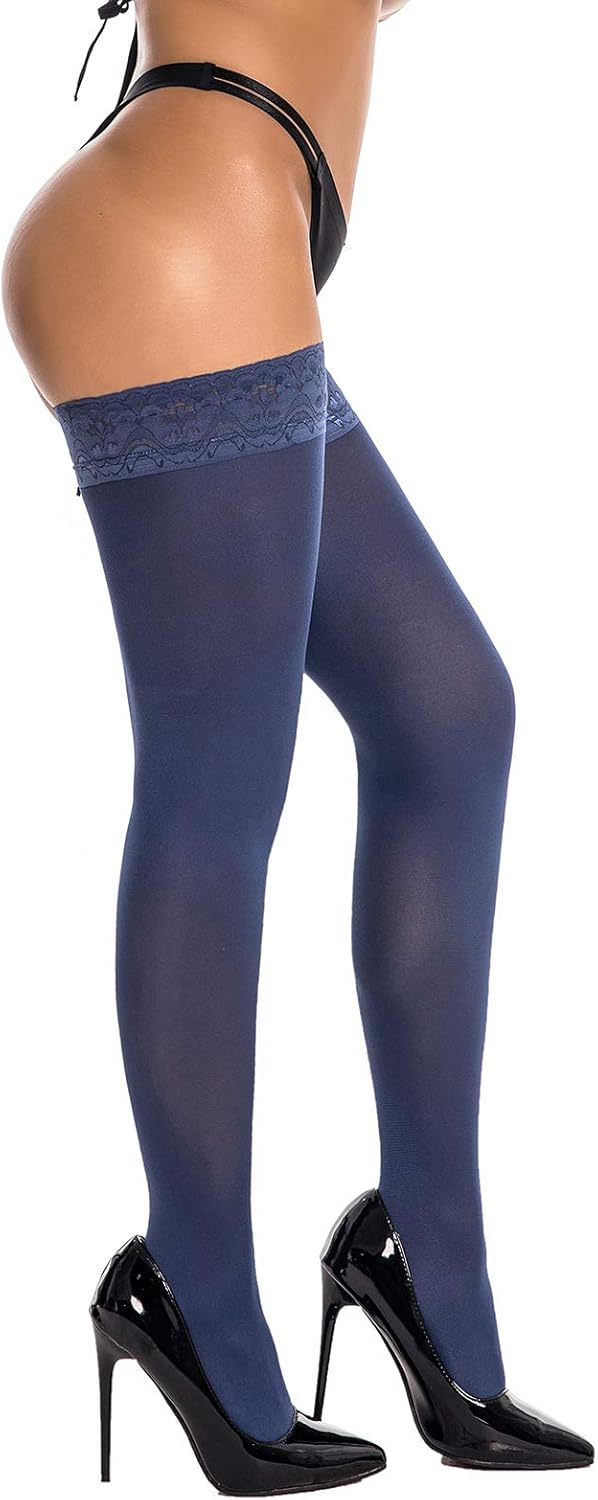 HONENNA 2 Pairs Thigh High Stockings, Semi Sheer Stay Up Lingerie Lace Top Tights for Women Size A-F - Image 4