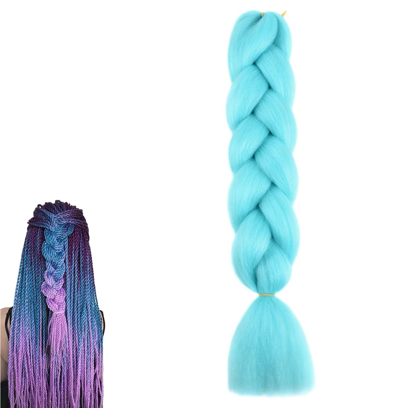 Prinfantasy Jumbo Warkocze Do Przedłużania Włosów, Sztuczne Włosy Syntetyczne, Afro, Niebieskie, 60 Cm (24"), BZ032