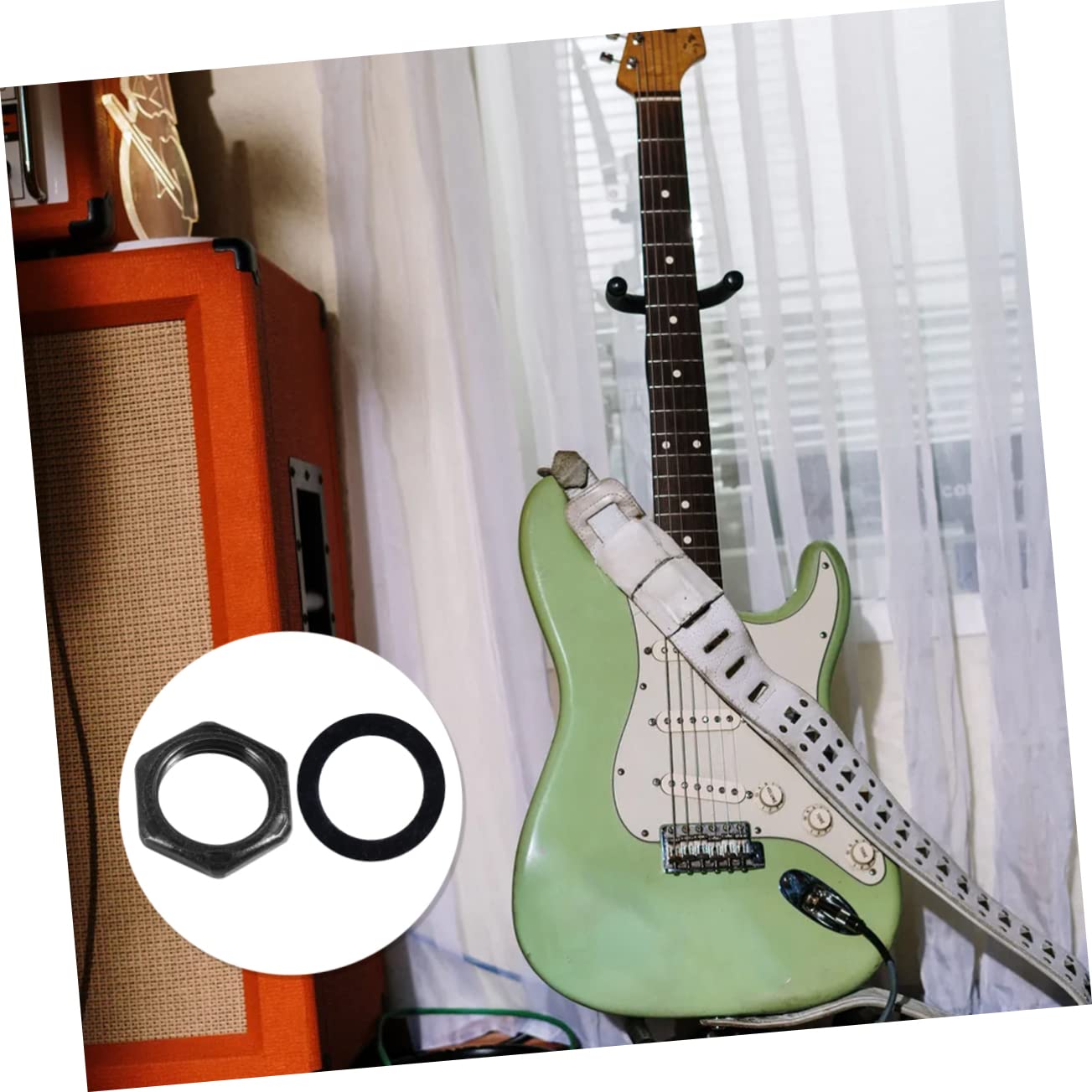 GOOHOCHY Electric Guitar Hardware Kit 20 Pcs M9 Guitar Nut and Gasket Set Replacement Parts for Worn Out Jack Socket Nuts